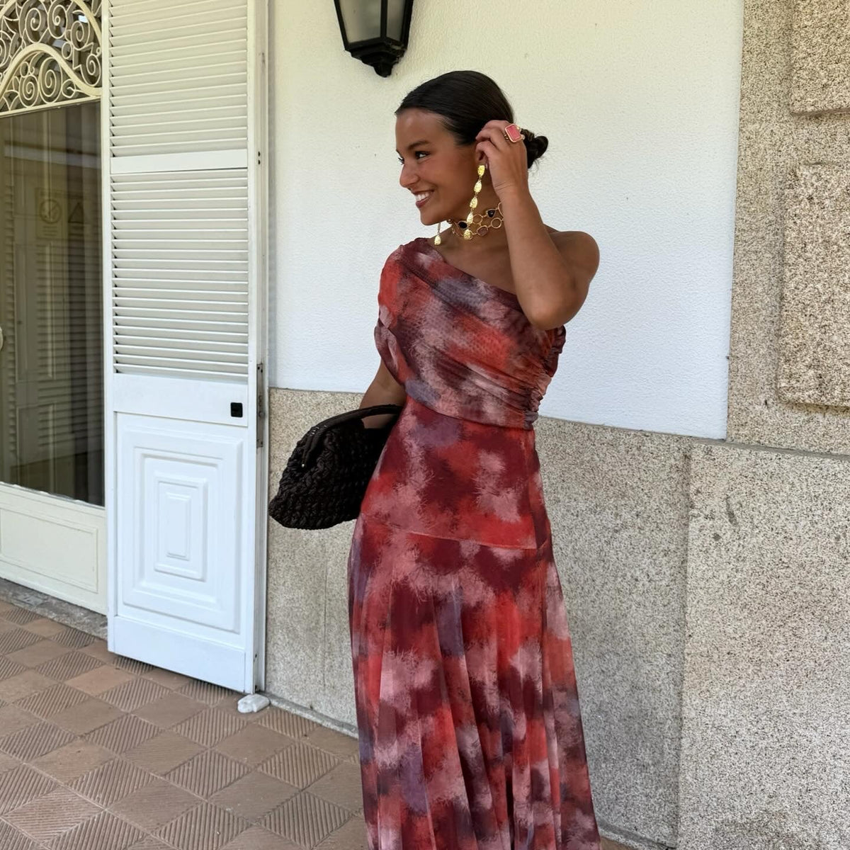 Marisol – Off-Shoulder Draped Tulle Maxi Dress