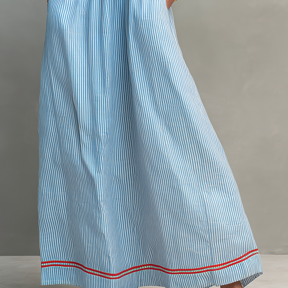 Noelle – Striped Maxi Dress with Contrast Trim