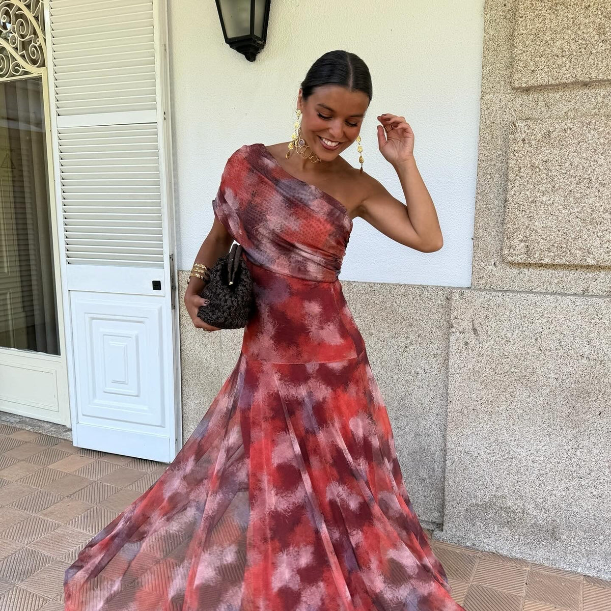 Marisol – Off-Shoulder Draped Tulle Maxi Dress