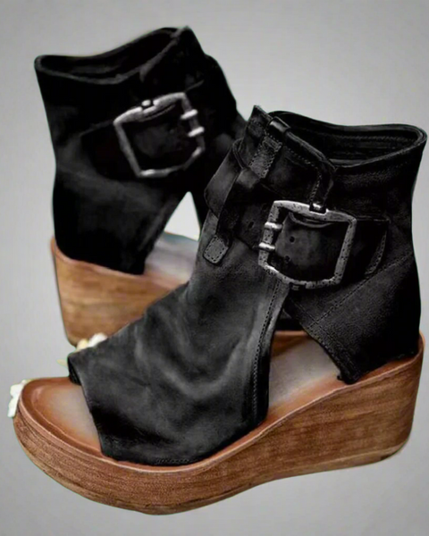 Elena Bootie Sandals — Flexible Faux Leather with Soft Sole