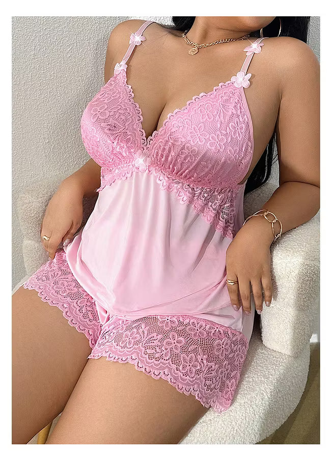 Odile - Lace-Trim Cami Pyjama Set