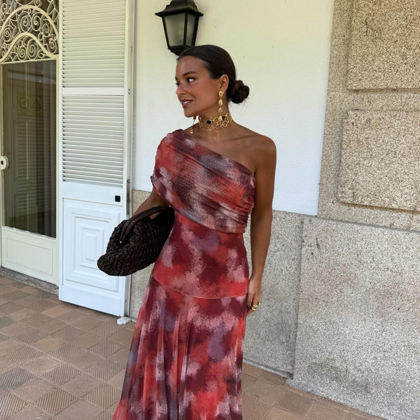 Marisol – Off-Shoulder Draped Tulle Maxi Dress
