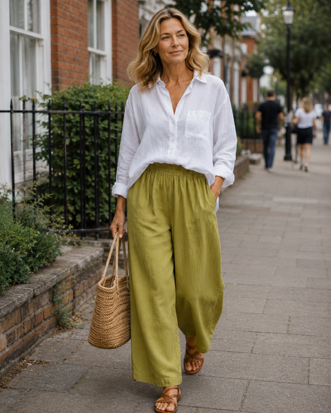 Amalia - Fluid Cotton and Linen Trousers