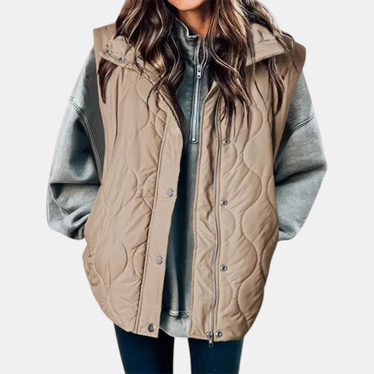 Talia — Quilted Wave-Stitch Puffer Vest