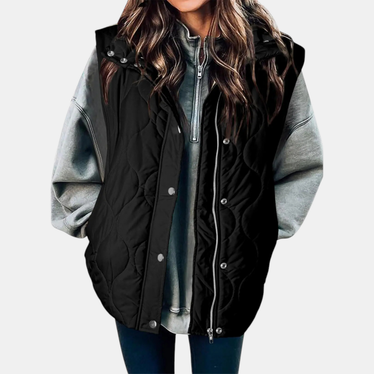 Talia — Quilted Wave-Stitch Puffer Vest