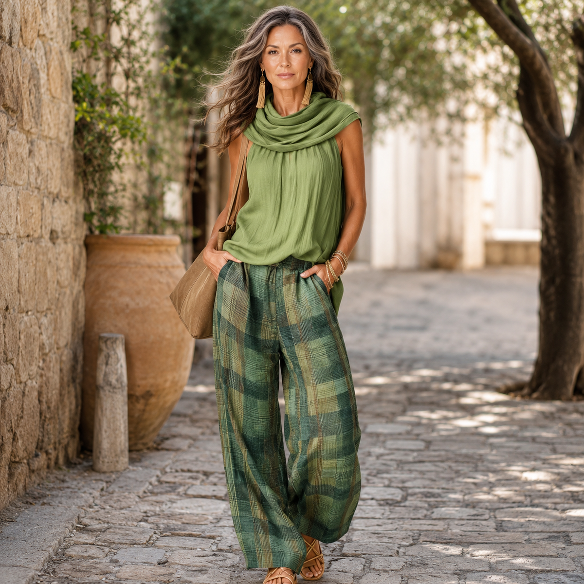 Bruna – Draped Top & Wide-Leg Trousers Set