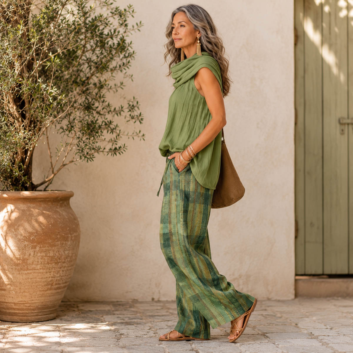 Bruna – Draped Top & Wide-Leg Trousers Set