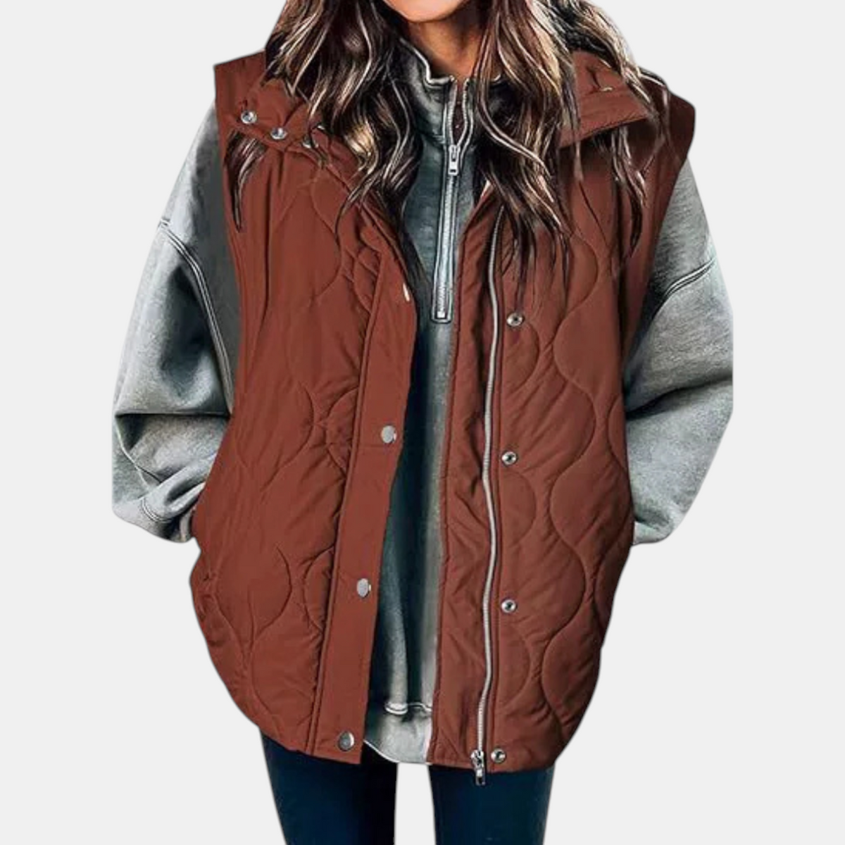 Talia — Quilted Wave-Stitch Puffer Vest