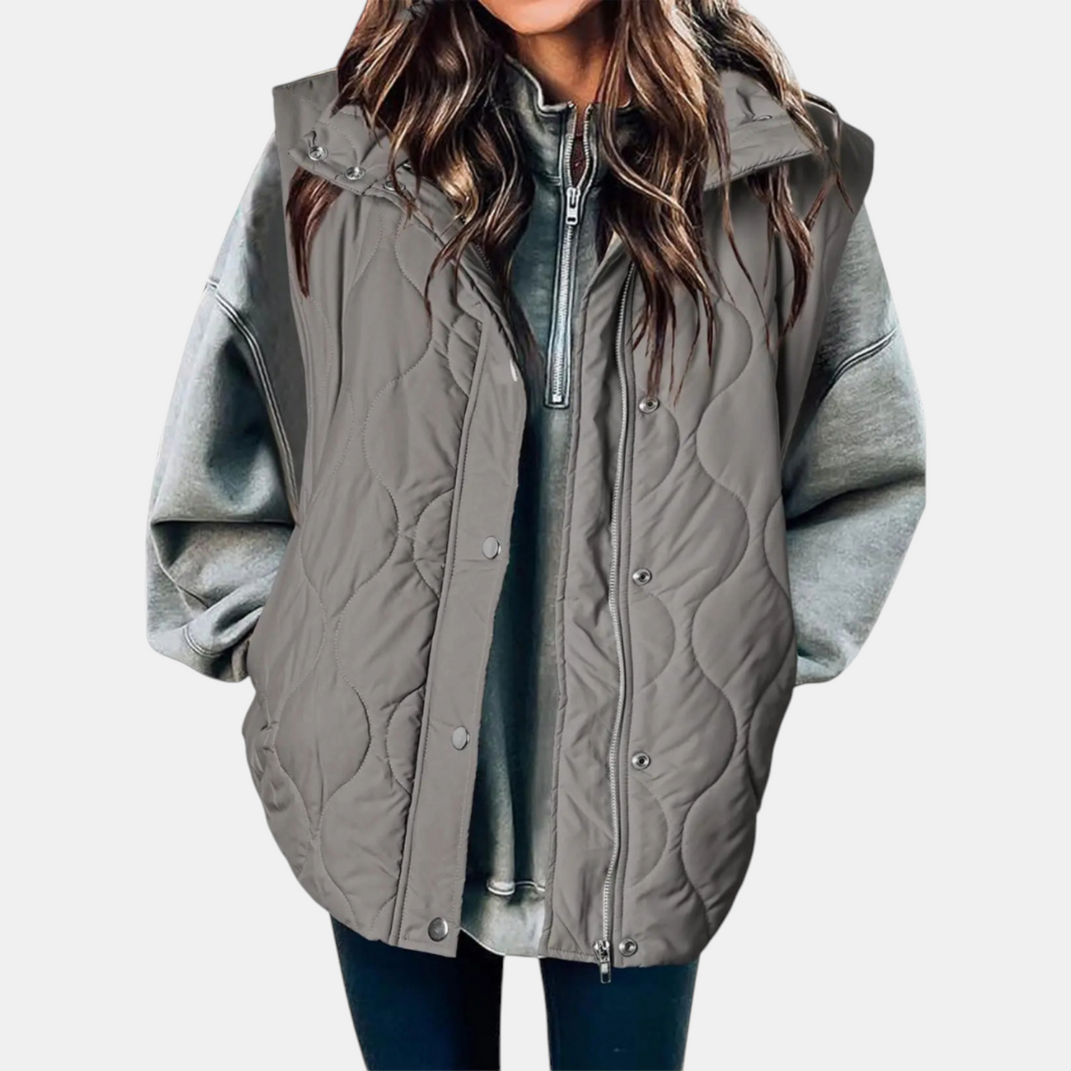 Talia — Quilted Wave-Stitch Puffer Vest