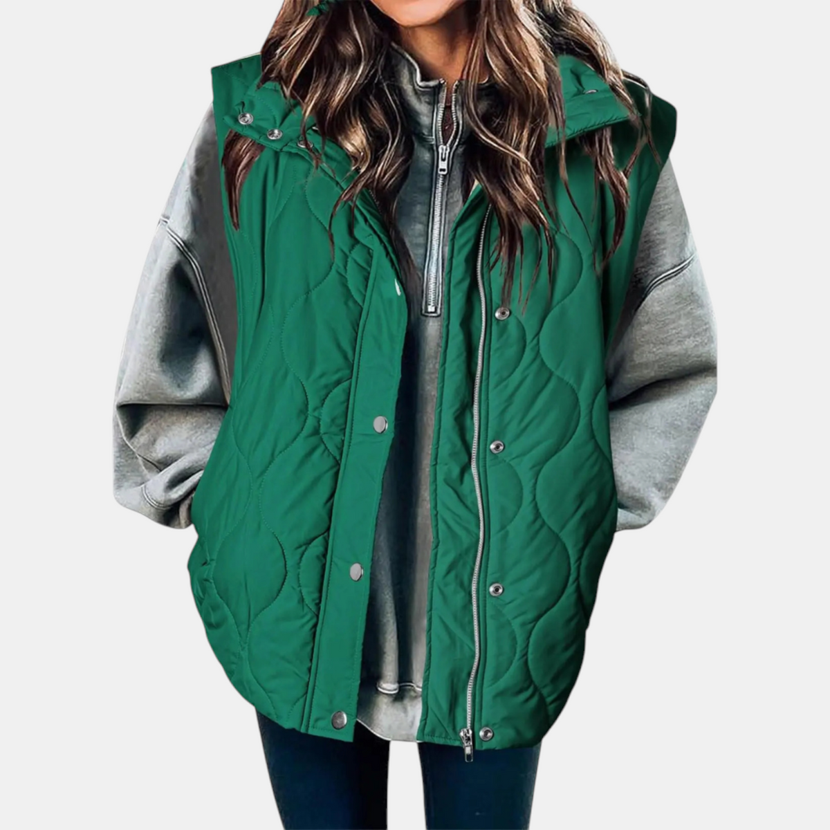 Talia — Quilted Wave-Stitch Puffer Vest