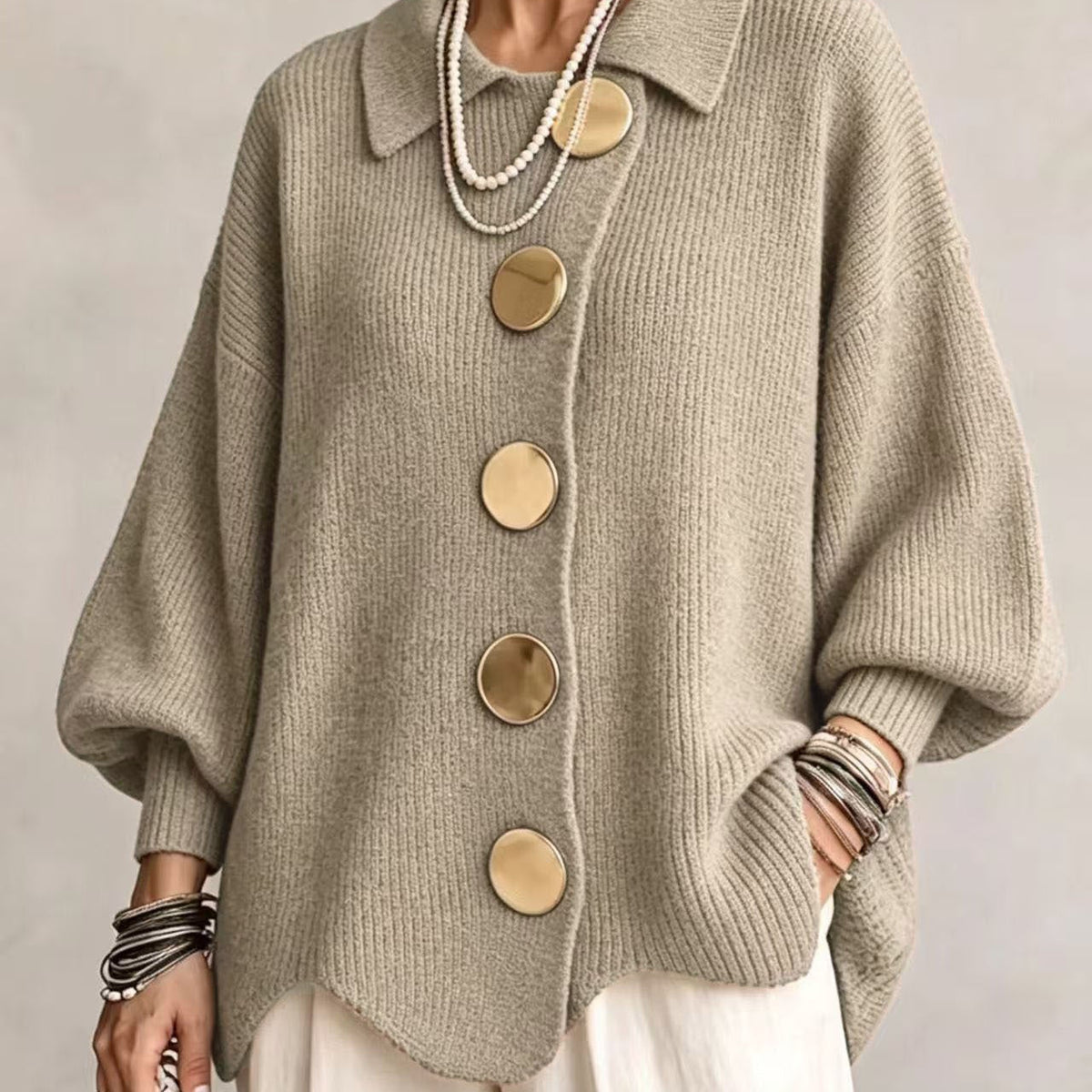 Isadora — Oversized Collared Cardigan