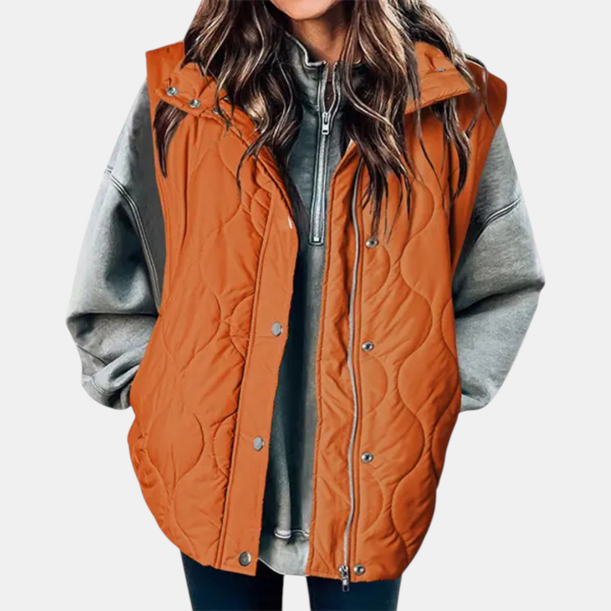 Talia — Quilted Wave-Stitch Puffer Vest