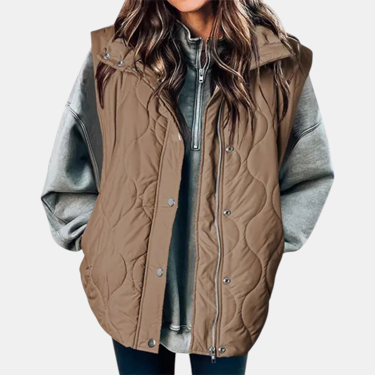 Talia — Quilted Wave-Stitch Puffer Vest