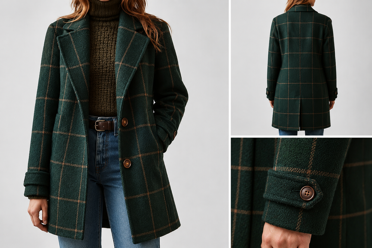 Kaitlyn — Elegant Plaid Winter Coat