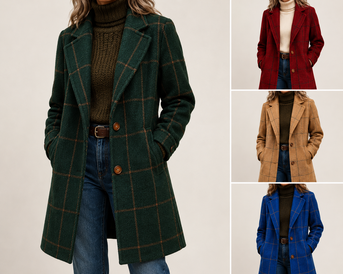 Kaitlyn — Elegant Plaid Winter Coat