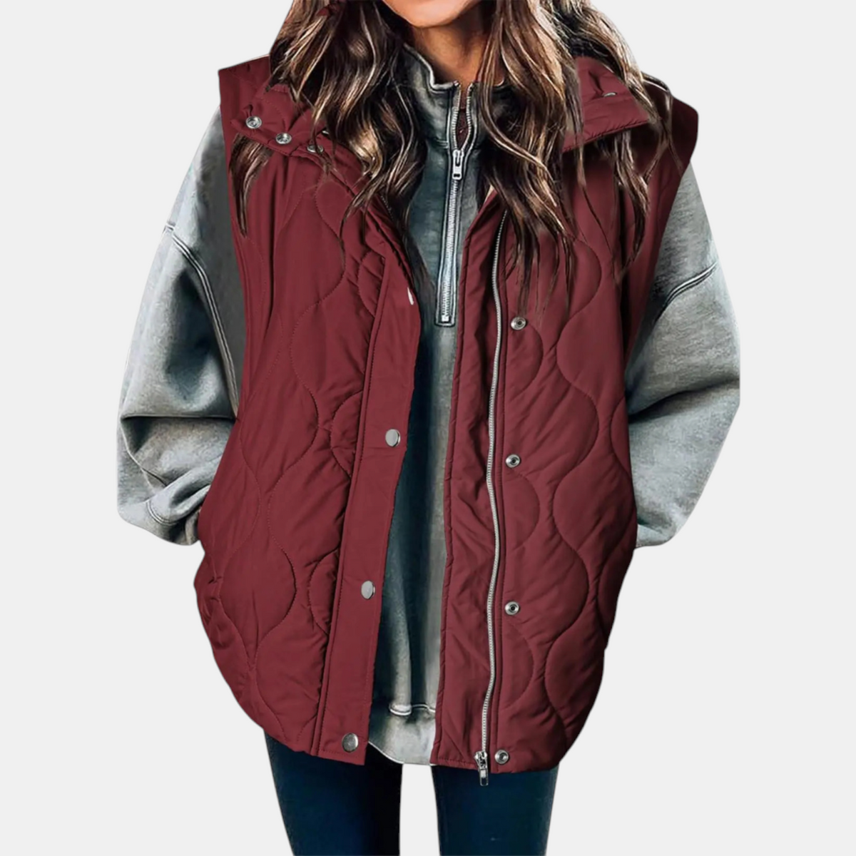 Talia — Quilted Wave-Stitch Puffer Vest
