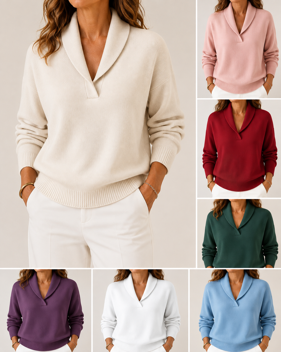 Eveline — Elegant Draped V-Neck Sweater