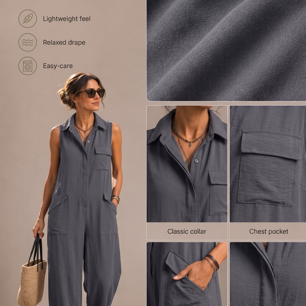 Naia - Sleeveless Wide-Fit Jumpsuit