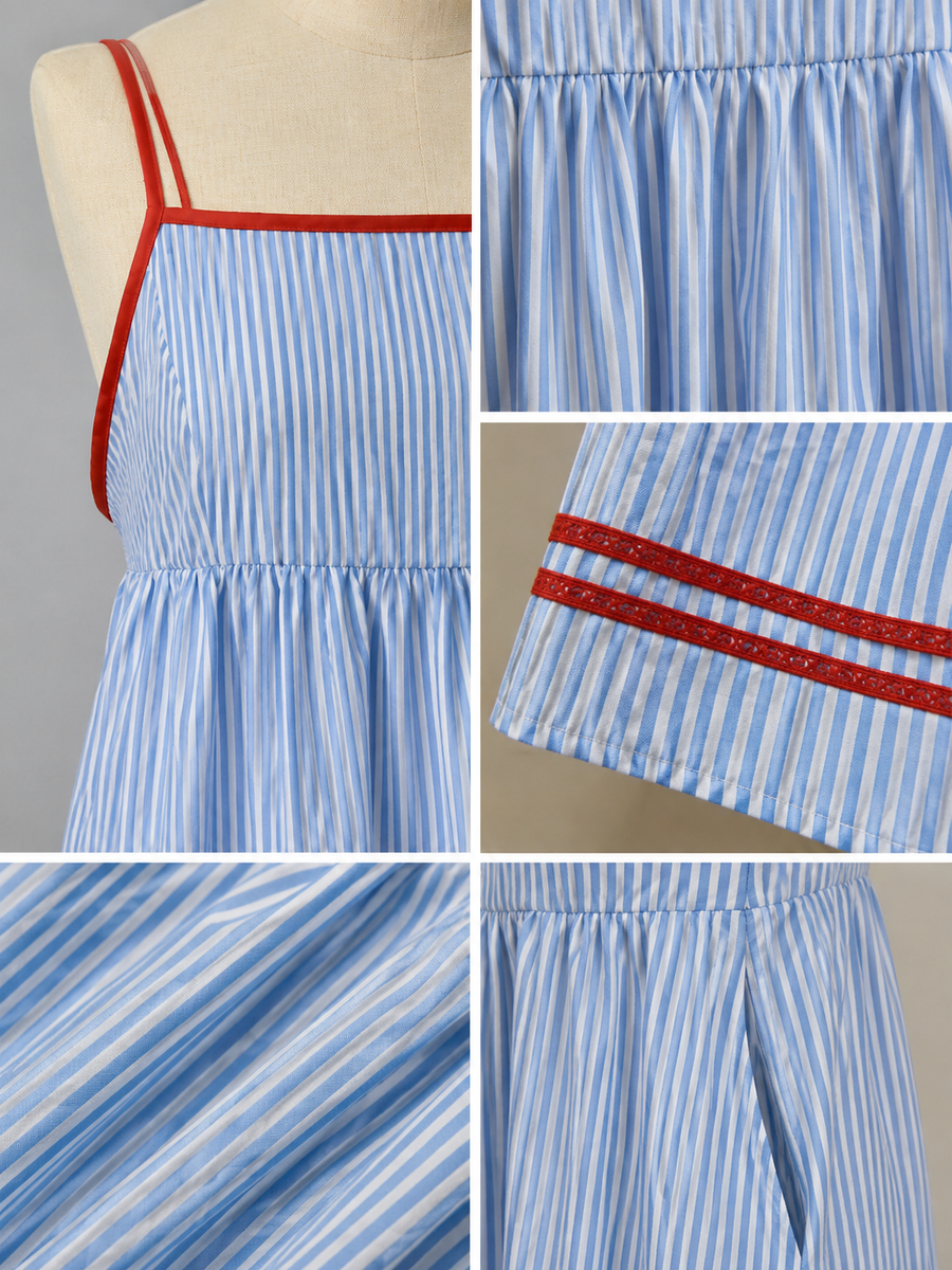 Noelle – Striped Maxi Dress with Contrast Trim