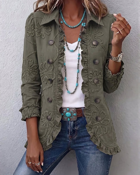 Vanita — Boho-Chic Floral Embroidered Ruffle-Trim Jacket