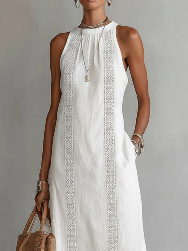 Carlotta – Midi Sleeveless Dress with Lace Detail
