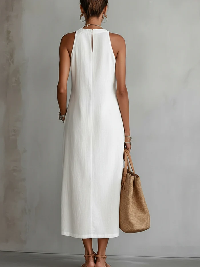 Carlotta – Midi Sleeveless Dress with Lace Detail