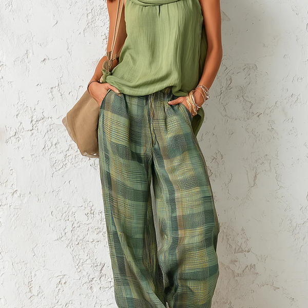 Bruna – Draped Top & Wide-Leg Trousers Set