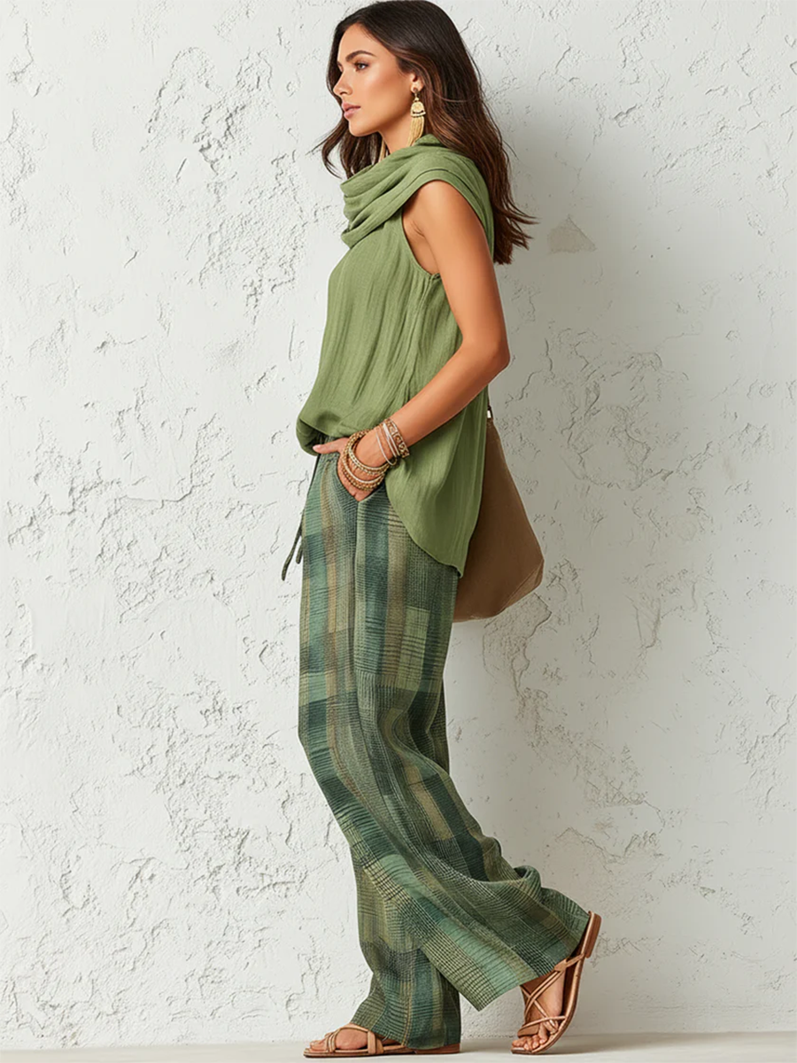 Bruna – Draped Top & Wide-Leg Trousers Set