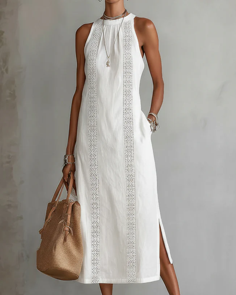 Carlotta – Midi Sleeveless Dress with Lace Detail