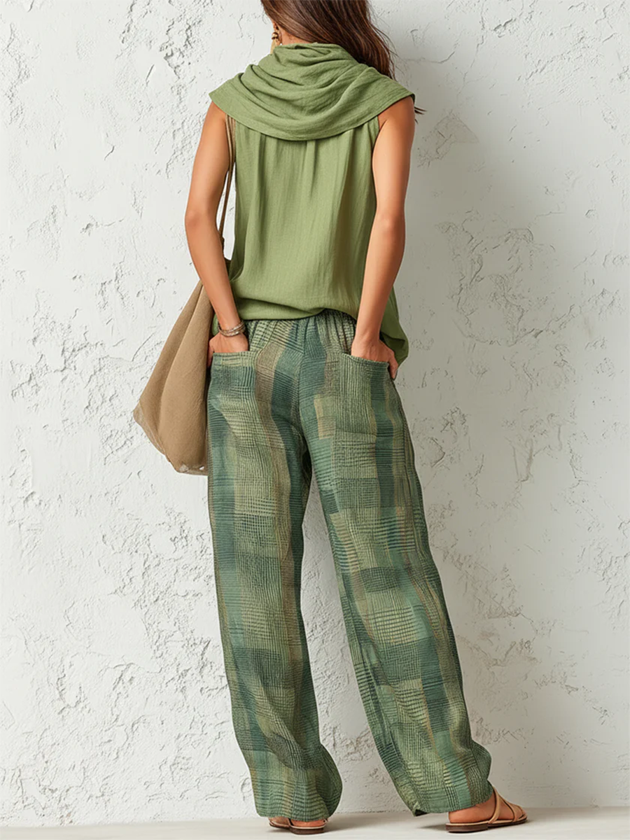 Bruna – Draped Top & Wide-Leg Trousers Set